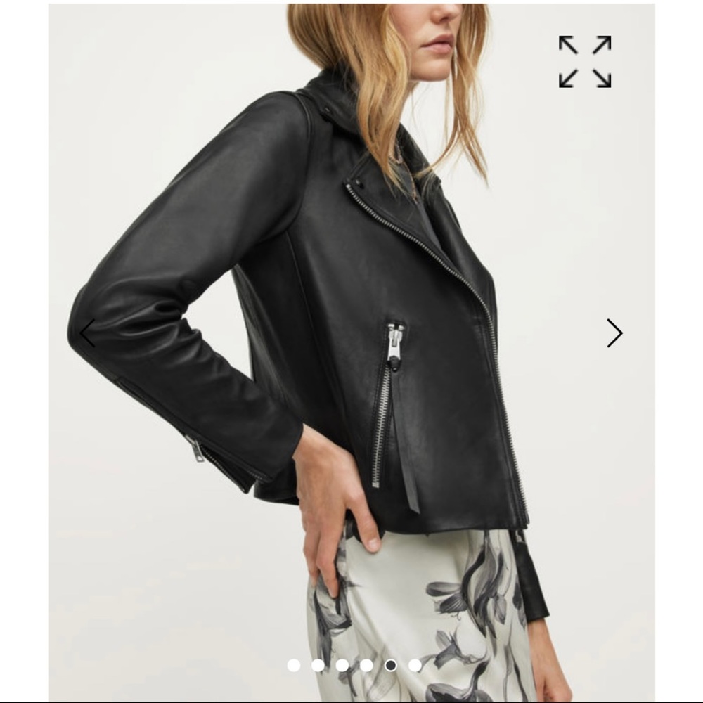 AllSaints Dalby Black Leather Biker Jacket - Picture 3 of 8
